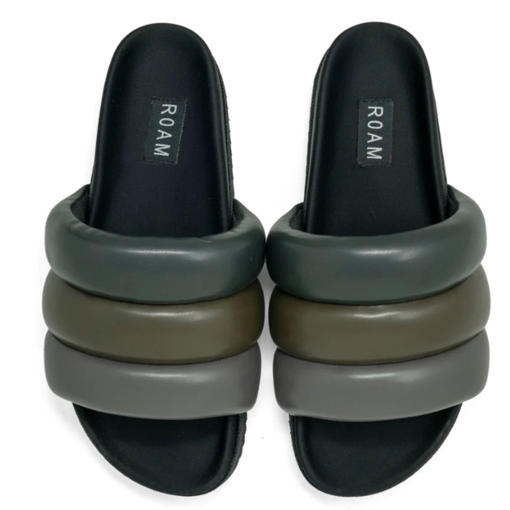 NWT ROAM PUFFY SANDALS MOSS VEGAN LEATHER, WOMEN’s SIZE 10